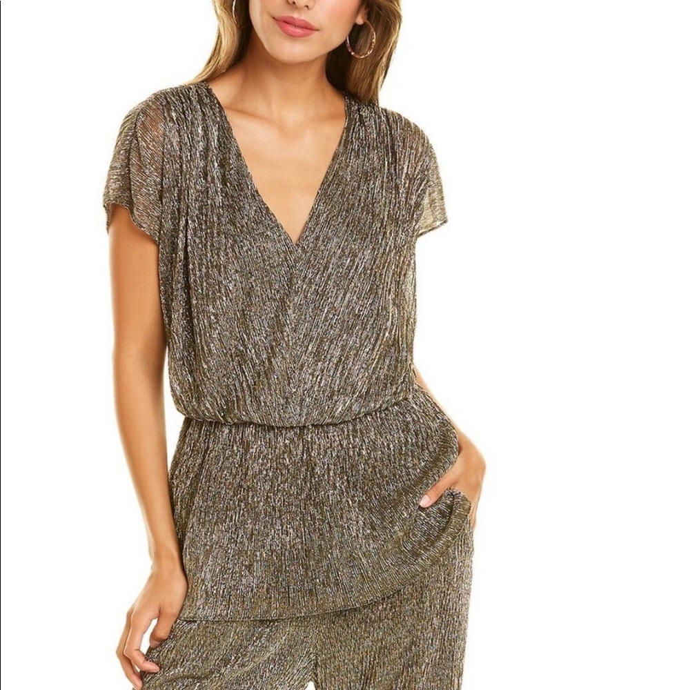 Trina Turk Malachite Black and Gold Shimmer Top